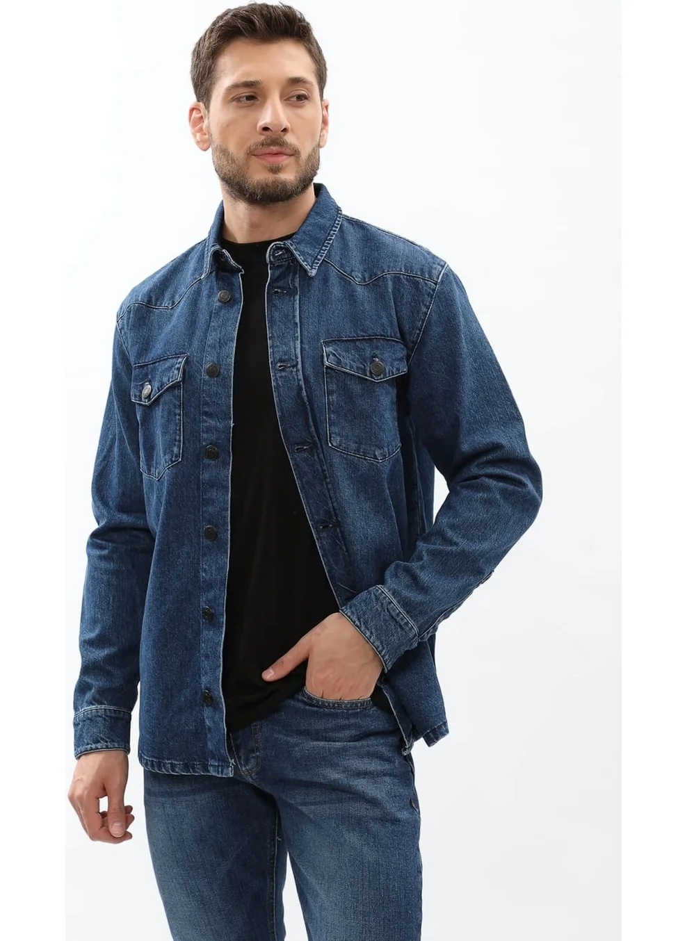 MARKAPIA HOME Men's Regular Fit Jean Shirt