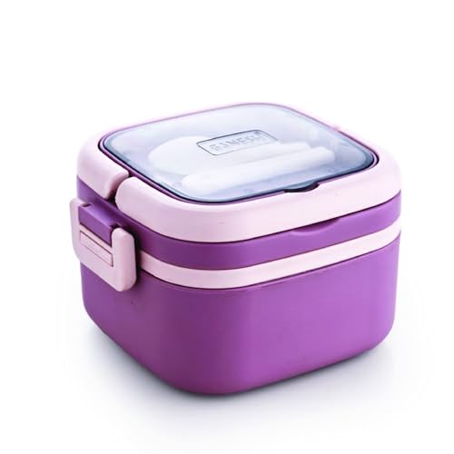 Ganesh 1 Compartment Cubex Insulated Food Container with Attractive Spoon - Airtight Leak-Proof Lunch Box for Office, School, Picnic 380ml - Peach - Image 1