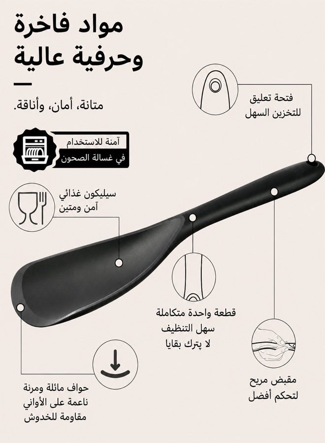 مجموعة من 3 ملاعق ومسطحات سيليكون للطبخ، مناسبة لأواني الطهي غير اللاصقة، متعددة الاستخدامات للخبز والطبخ والتقديم والخلط والتقليب والغرف والكشط - قطعة واحدة متينة وخالية من مادة BPA، آمنة للغسل في غسالة الأطباق - Image 3