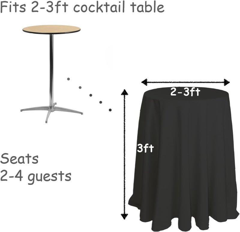 Urby 90 inches Black Round Tablecloth for 4ft Round Folding Table That Seats 4-6 Guests, Round Tablecloth for Table with 4 Chairs, Ideal for Home or Events Such as Cocktail Party. - Image 3