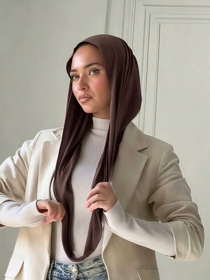 Women's Instant Classic Solid Color Hijab – Pre-Sewn Twisted Neck Scarf, Adjustable Versatile Turban, Soft Skin-Friendly Fabric for Daily, Sports & Yoga