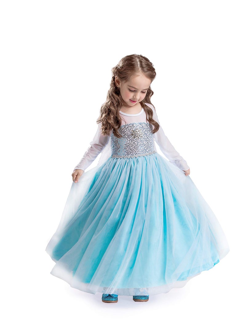 ELSA & ANNA Princess Costumes for Girls - Snow Queen Fancy Dress for Girls - Princess Dress Up - Girls Fancy Dress for Parties, Birthdays, Cosplay & Halloween - Fancy Dress Girls (3-4 Years) - Image 1