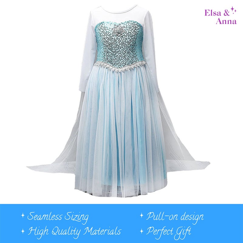 ELSA & ANNA Princess Costumes for Girls - Snow Queen Fancy Dress for Girls - Princess Dress Up - Girls Fancy Dress for Parties, Birthdays, Cosplay & Halloween - Fancy Dress Girls (3-4 Years) - Image 2