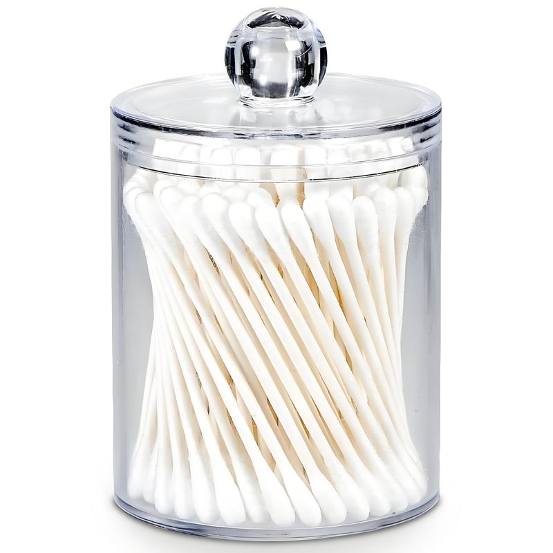 AXX Qtip Dispenser Apothecary Jars Bathroom  Qtip Holder Storage Canister Clear Plastic Jar for Cotton BallCotton SwabQTips