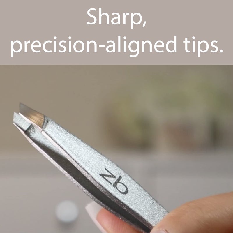 Zizzili Basics Tweezers - Surgical Grade Stainless Steel - Slant Tip for Expert Eyebrow Shaping and Facial Hair Removal - with Bonus Protective Pouch - Best Tweezer for Men and Women - Image 4