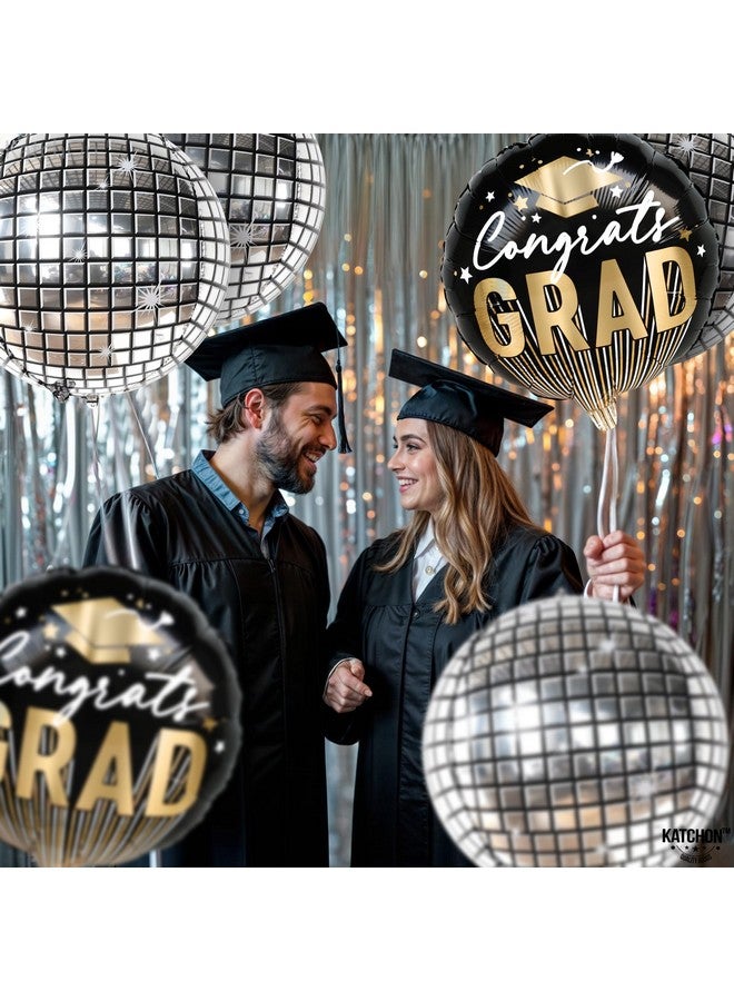 KatchOn, Congrats Grad Balloon Set - Big, 18 Inch, Pack of 8 | Congrats Grad Balloons, Graduation Decorations 2025 | Disco Ball Balloons, Graduation Decorations Class of 2025 | Disco Ball Decoration - Image 3