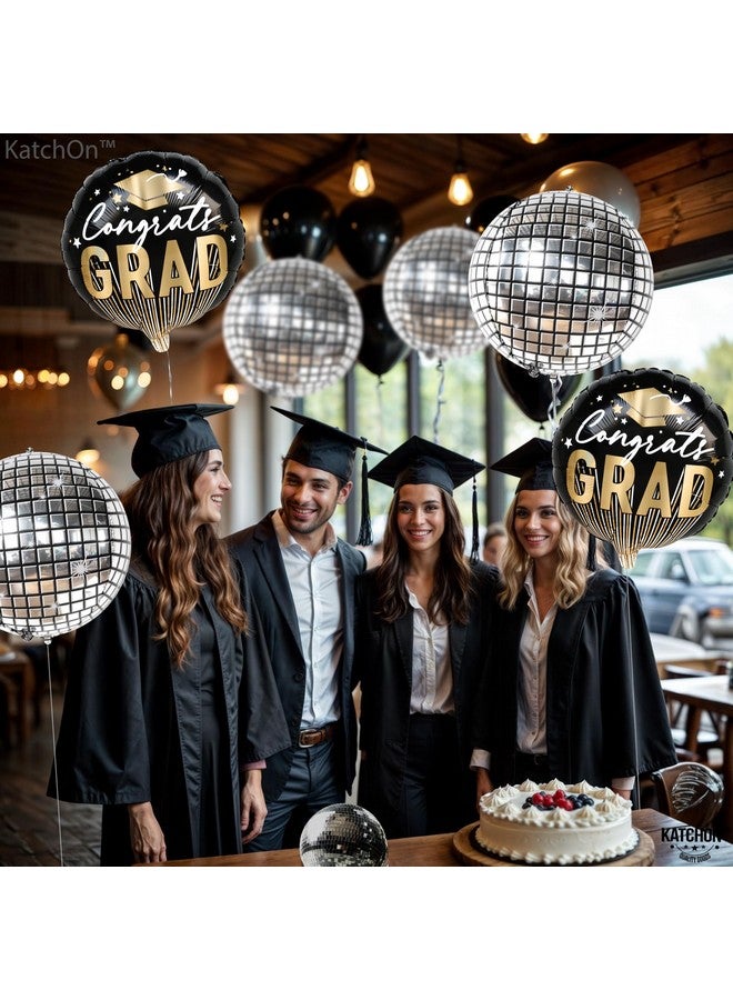 KatchOn, Congrats Grad Balloon Set - Big, 18 Inch, Pack of 8 | Congrats Grad Balloons, Graduation Decorations 2025 | Disco Ball Balloons, Graduation Decorations Class of 2025 | Disco Ball Decoration - Image 4