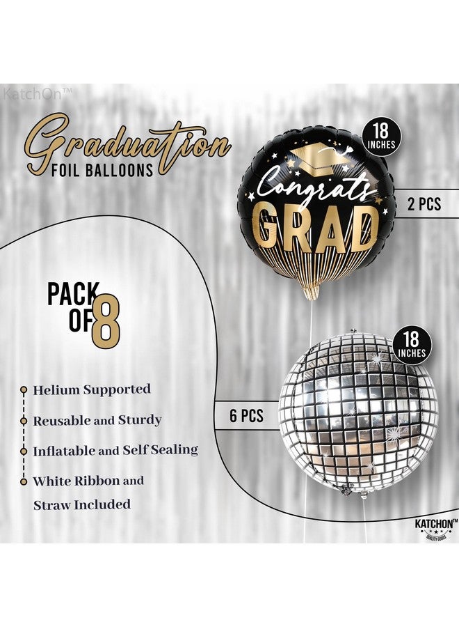 KatchOn, Congrats Grad Balloon Set - Big, 18 Inch, Pack of 8 | Congrats Grad Balloons, Graduation Decorations 2025 | Disco Ball Balloons, Graduation Decorations Class of 2025 | Disco Ball Decoration - Image 2