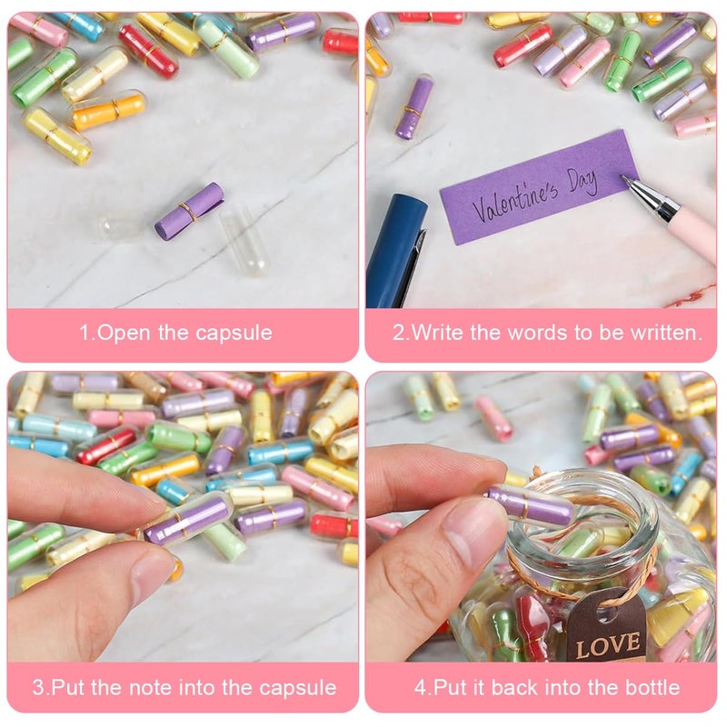 HASTHIP ® 45 قطعة رسائل في زجاجة، زجاجة عائمة على شكل قلب رومانسية لصديقة - هدية رسالة حب لعيد الميلاد، يوم الحب، لفات الرسائل - Image 5