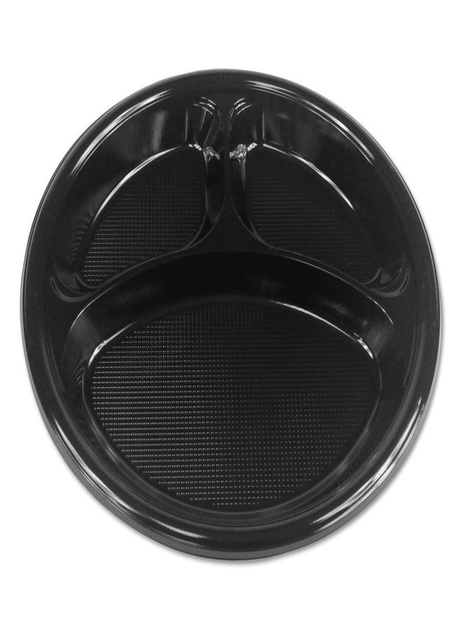 Boardwalk PLTHIPS10BL3 Hi-impact Plastic Dinnerware, Plate, 10 Dia., 3 Compartments, Black, 500/carton