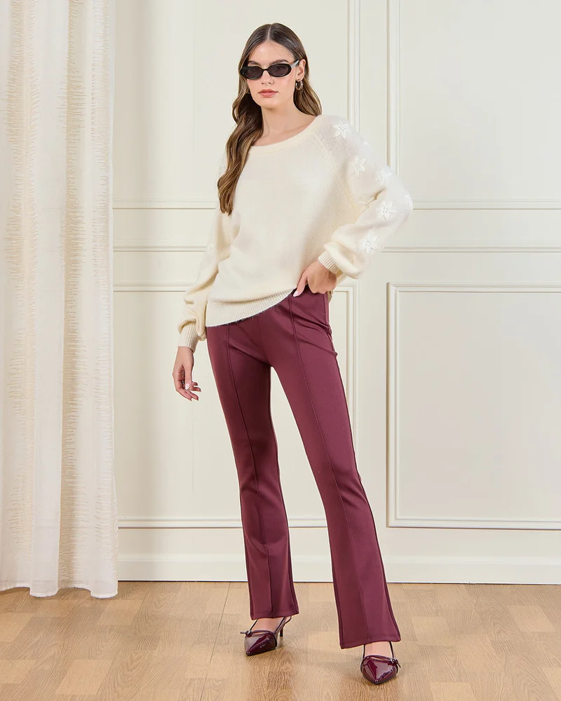 Redtag Women Cream Embroidered Pullover