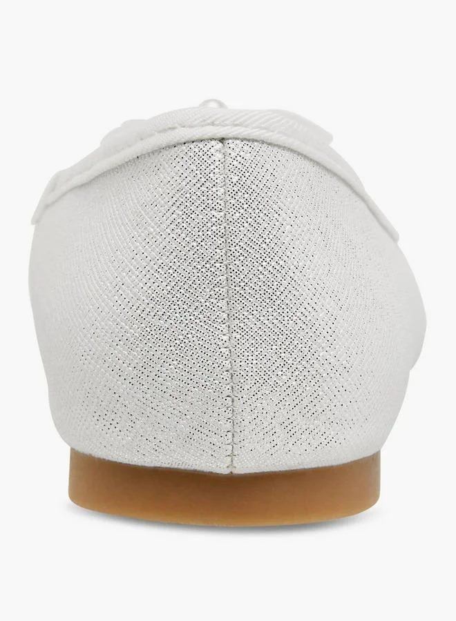 Little Missy WHITE Butterfly Accent Slip-On Ballerina Shoes for Women | Best Price UAE