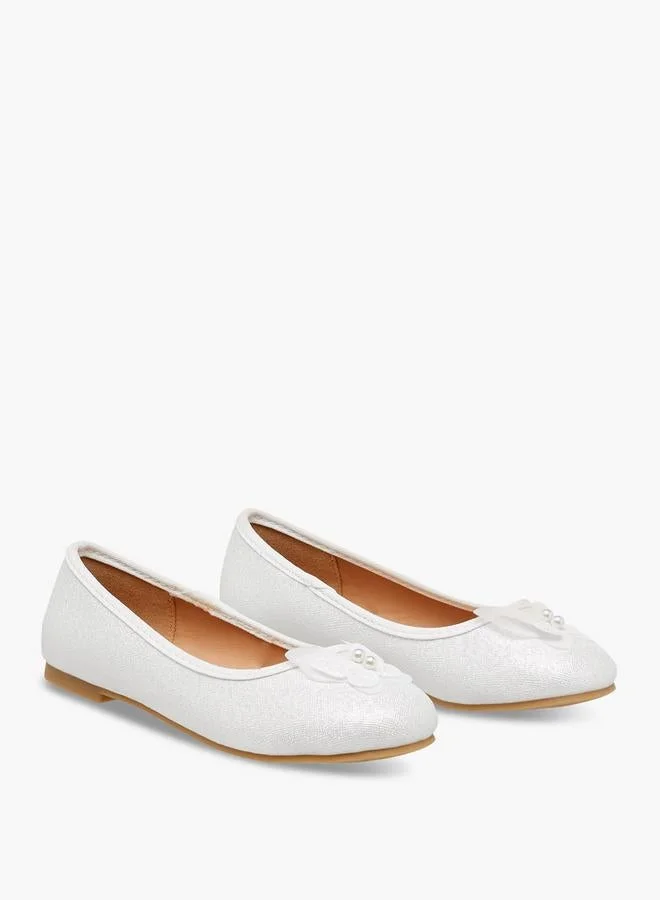 Little Missy WHITE Butterfly Accent Slip-On Ballerina Shoes for Women | Best Price UAE