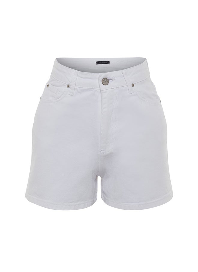trendyol - White Denim Shorts TWOSS23SR00155 - Image 1