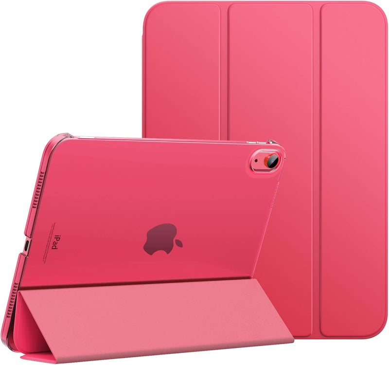 MoKo Case for iPad 10th Generation 2022, Slim Stand Hard PC Translucent Back Shell Smart Cover Case for iPad 10th Gen 10.9 inch 2022, Support Touch ID, Auto Wake/Sleep,Lilac Purple, Watermelon Red - Image 1