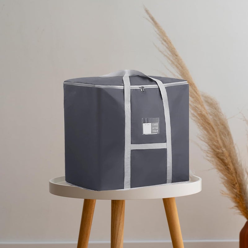 Kuber Industries Storage Bag Foldable Storage Bag Moisture Proof Wardrobe Organizer Underbed Storage Bag for BlanketClothes Travel Moving Bag with Handle S ZH011GY Gray - Image 2