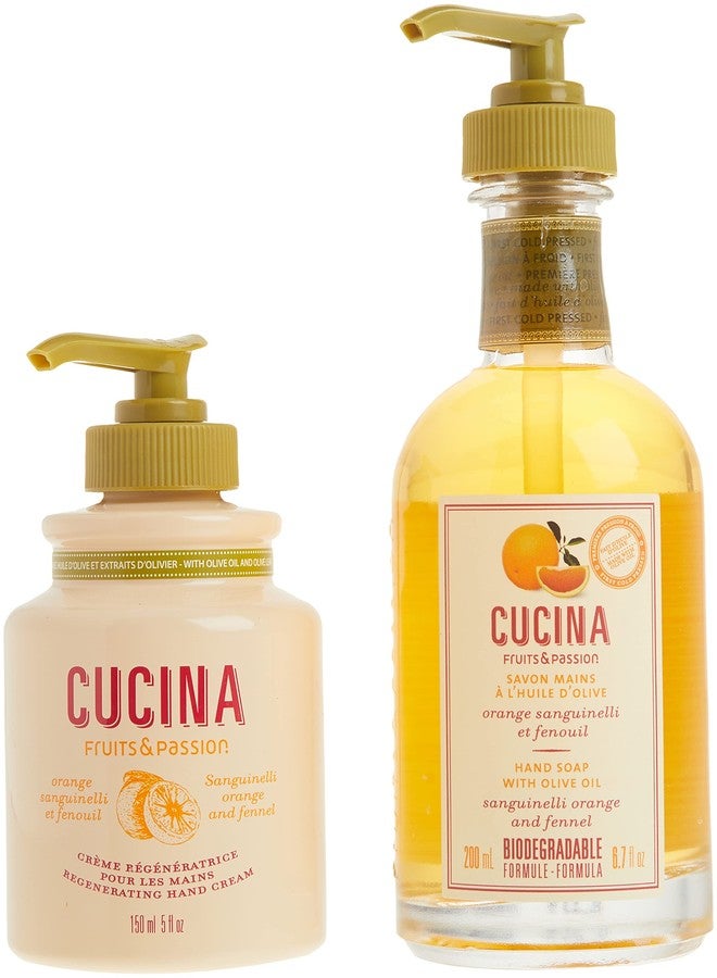 Cucina Fruits & Passion [Cucina] - Sanguinelli Orange & Fennel Hand Care Duo Caddy Gift Set | Liquid Hand Soap Wash (5.1 oz) with Hand Cream Lotion (6.8 oz) - Image 3