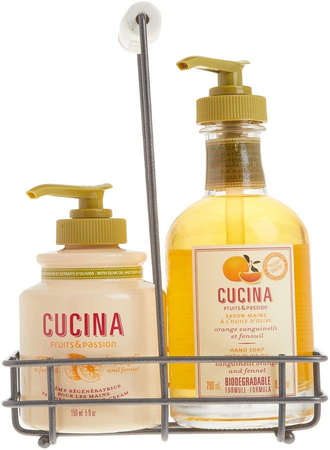 Cucina Fruits & Passion [Cucina] - Sanguinelli Orange & Fennel Hand Care Duo Caddy Gift Set | Liquid Hand Soap Wash (5.1 oz) with Hand Cream Lotion (6.8 oz) - Image 2