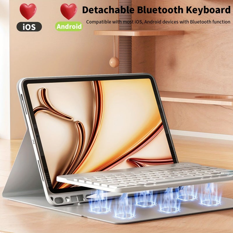 Keyboard Case Compatible With iPad Air 11 Inch M3 2025 Light Grey - Image 4