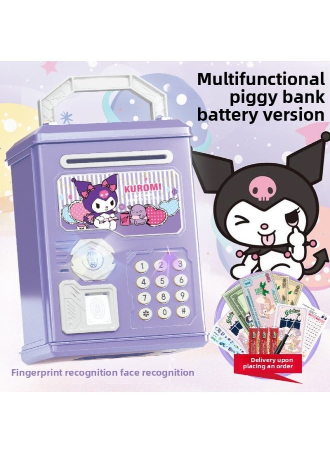 null - 2024 Children's Ultraman Piggy Bank Boy's Large Capacity Can't Fall, Only Can't Enter, Password Piggy Bank-Colour:Purple Kuromi [human Face Fingerprint Version ε Music Story] Battery - Image 1