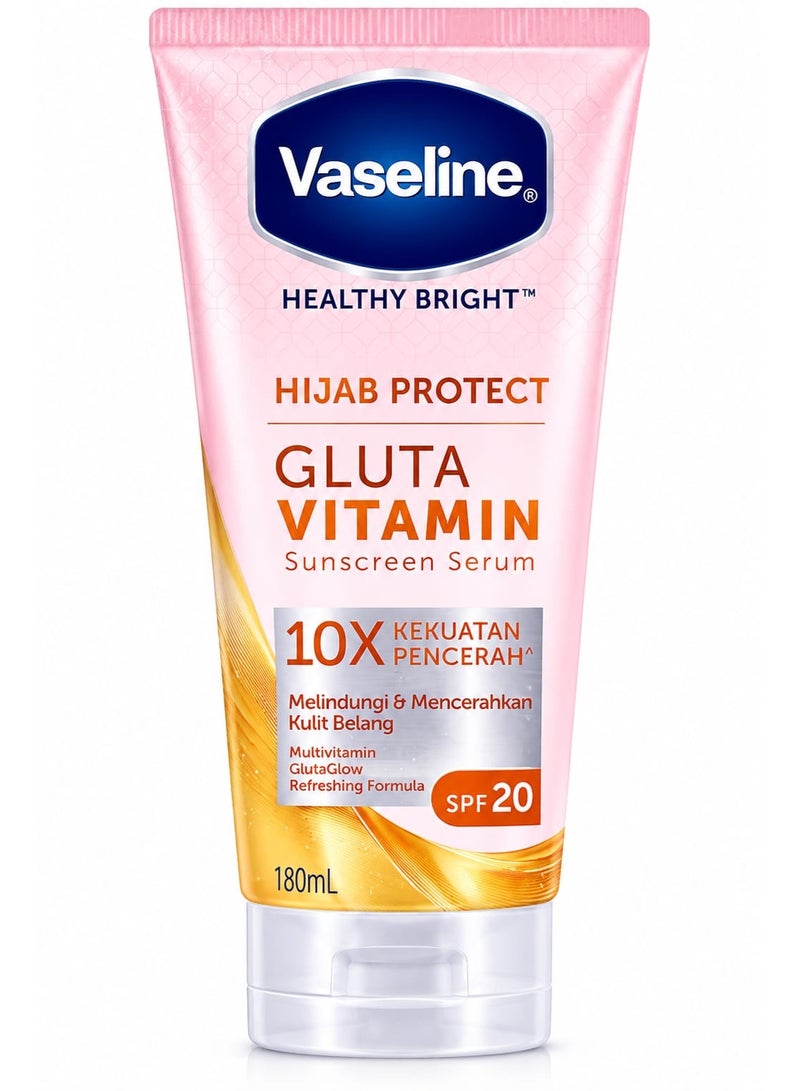 Vaseline Gluta Vitamin Hijab Protect Sunscreen Serum SPF20 180ml – Brightening Body Lotion with UV Protection & GlutaGlow - Image 1