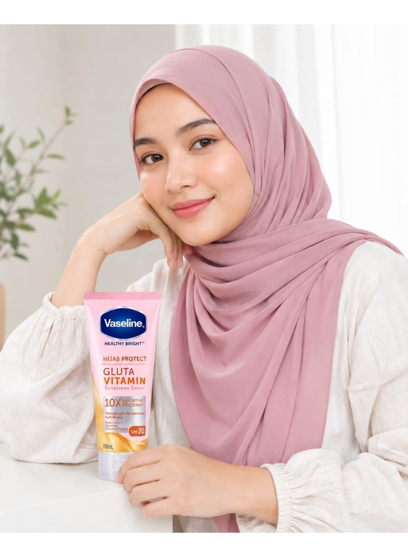 Vaseline Gluta Vitamin Hijab Protect Sunscreen Serum SPF20 180ml – Brightening Body Lotion with UV Protection & GlutaGlow - Image 2