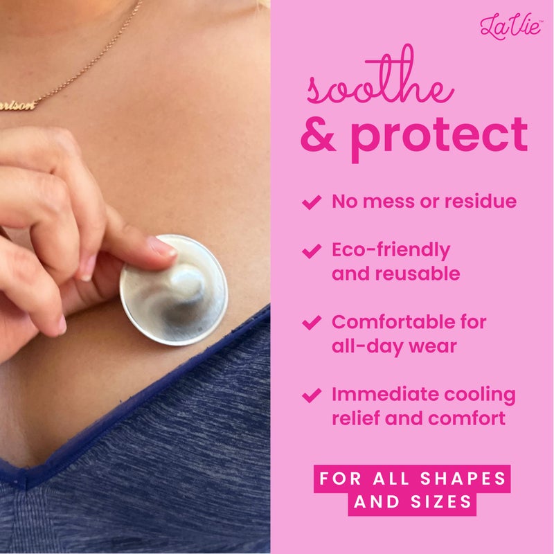 LaVie™ Silver Nursing Cups for Breastfeeding, Soothing Protection for Nursing Nipples of Newborns, Natural Relief for Nursing Moms, 925 Silver Nipple Covers All Natural (Size 2) - Image 4