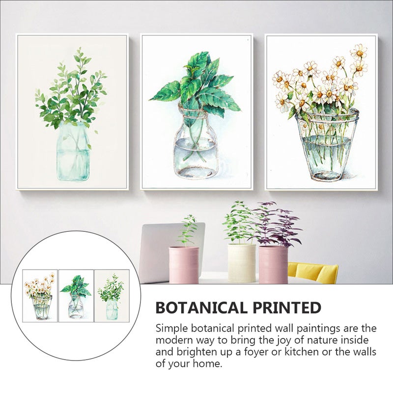 6 pcs Frameless Canvas Wall Painting Adornment Green Plant Poster Wall Decoration - Image 5