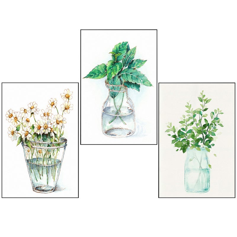 6 pcs Frameless Canvas Wall Painting Adornment Green Plant Poster Wall Decoration - Image 2