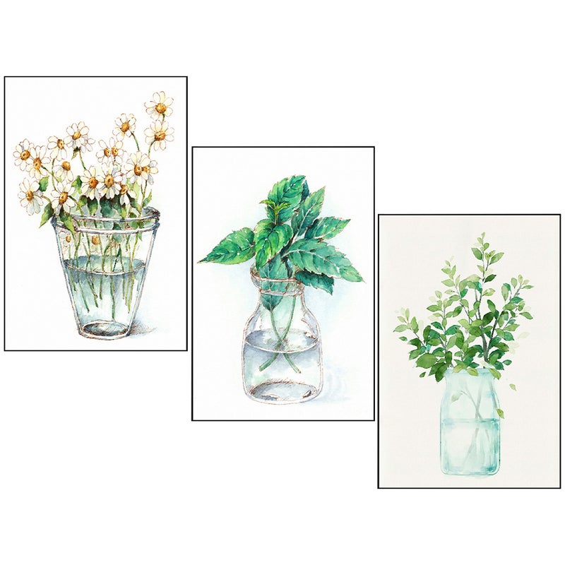 6 pcs Frameless Canvas Wall Painting Adornment Green Plant Poster Wall Decoration - Image 3