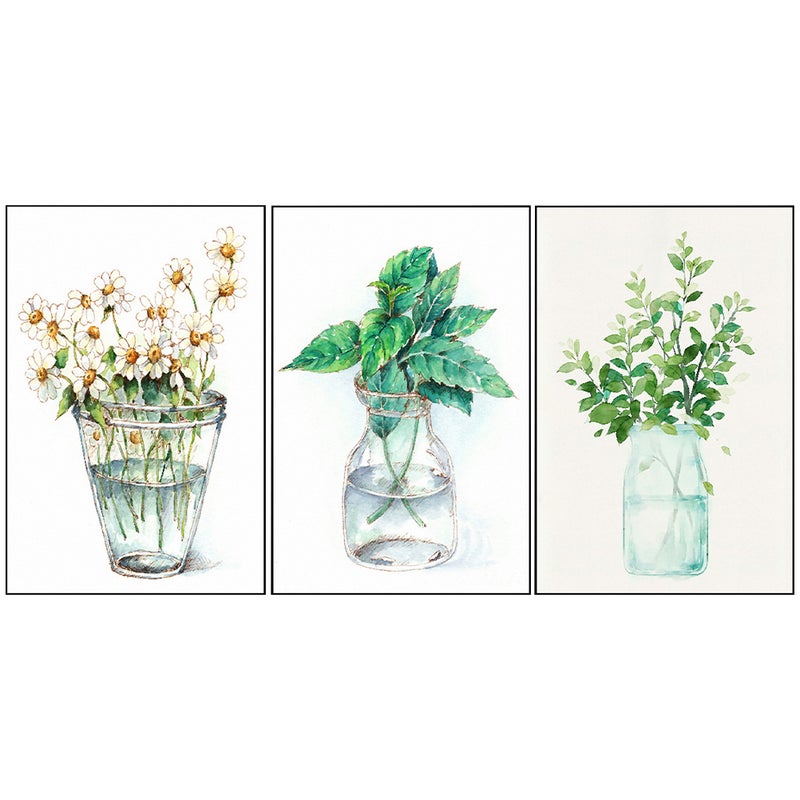 6 pcs Frameless Canvas Wall Painting Adornment Green Plant Poster Wall Decoration - Image 1