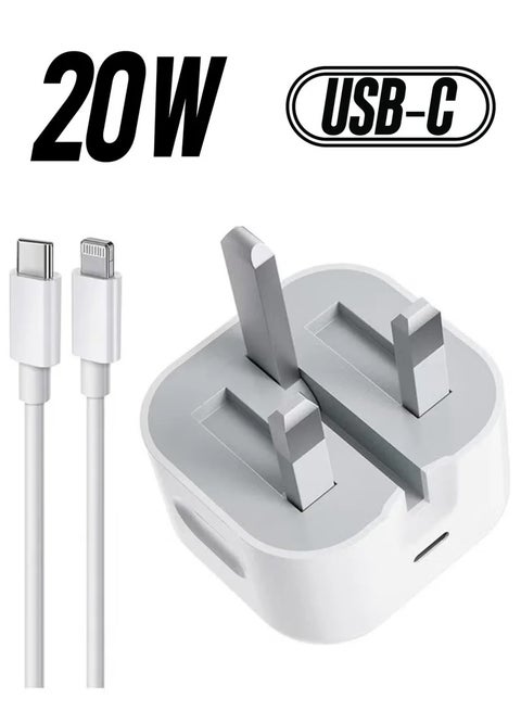 iPhone 20W PD 3.0 USB C Wall Charger Plug with 1M iPhone Fast Charging Cable USB C Fast Charger Charging Cable and Plug, iPhone Fast Charger Compatible with Phone 14 13 12 11 Pro Max Mini X XR Xs 8