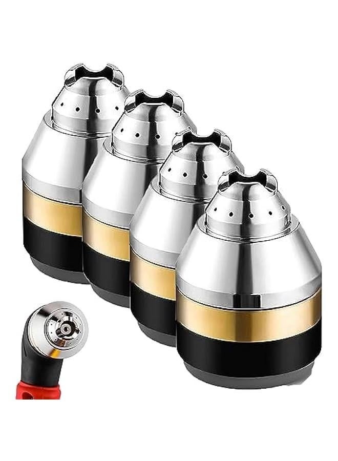 P80 Plasma Cutting Nozzle Protective Cover, P80 Plasma Cutter Protective Copper Cutter Accs, Nozzle Tip Electrodes Cover Insulator Plasma Cutters Part Machine, Cutting Torch Metal Protev (4pcs) - Image 1