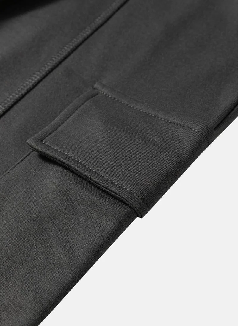 YUNIQEE Black High Waist Flap Pocket Cargo Trousers