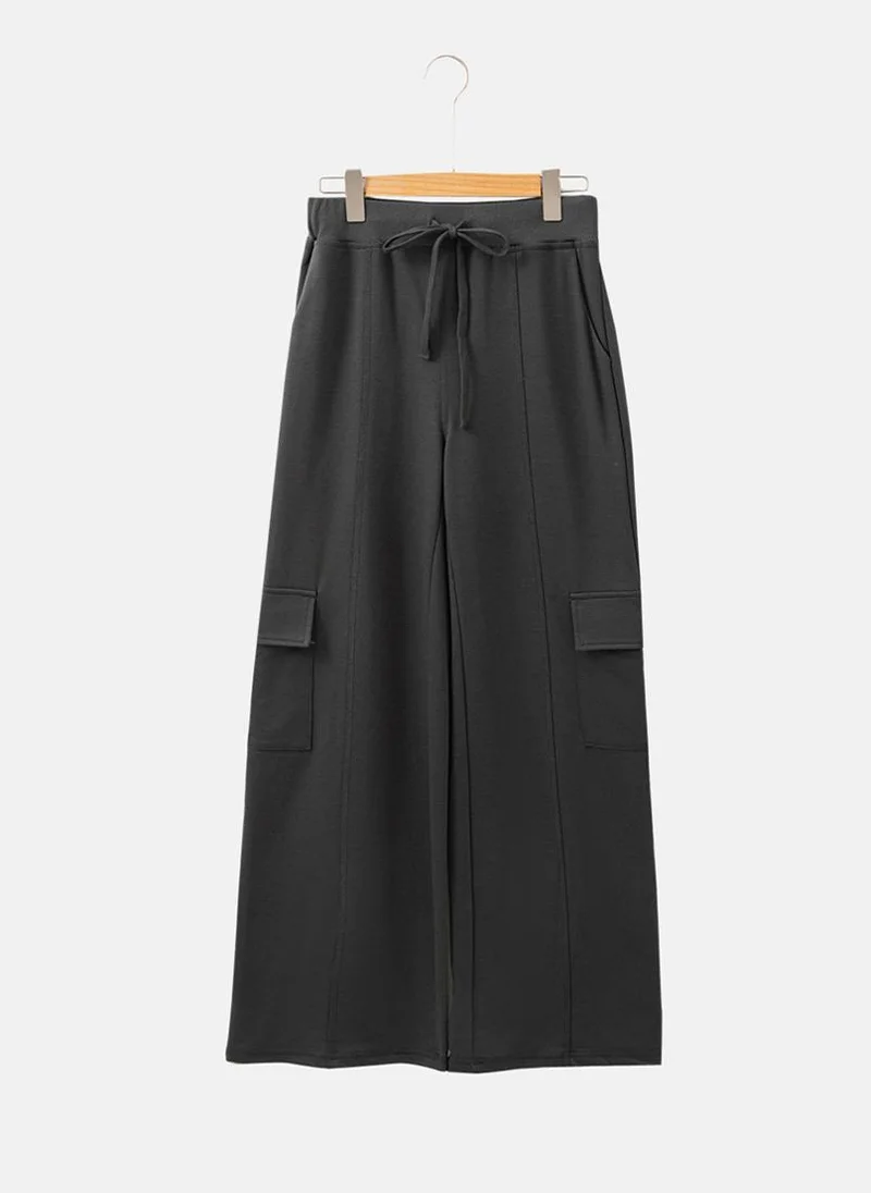 يونيكي Black High Waist Flap Pocket Cargo Trousers