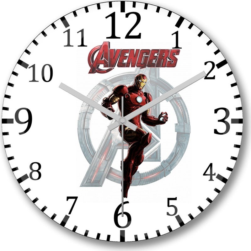Print Shop Iron Man Wall Clock Curved Real Glass