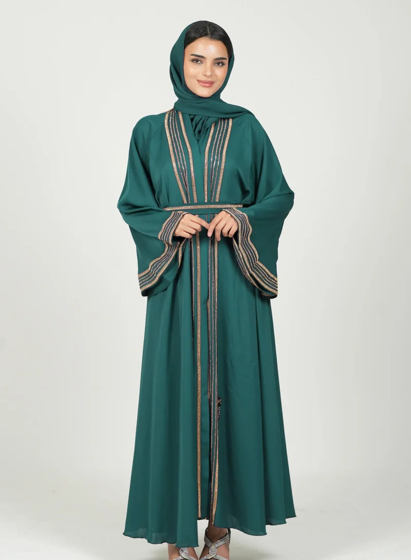 AL BENT AL SHARQIEH women cloche abaya with belt and hijab