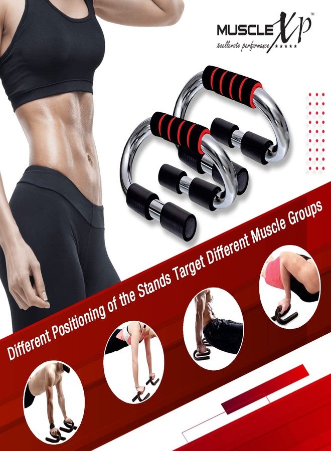 ماسل إكس بي قضبان تمارين الضغط من نوع S من MuscleXP DrFitness+، تمارين الضغط للياقة البدنية، حماية للمعصم | مضاد للتعرق | مانع للانزلاق | مريح | خفيف الوزن | مقبض ناعم، لتقوية الذراعين والجذع، تمارين رياضية منزلية للرجال والنساء - Image 5