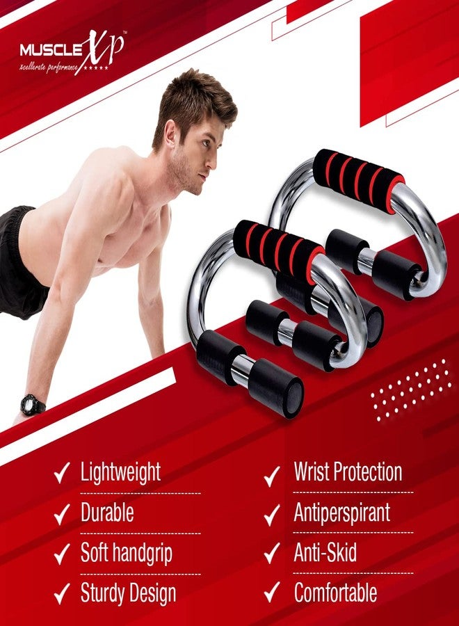 ماسل إكس بي قضبان تمارين الضغط من نوع S من MuscleXP DrFitness+، تمارين الضغط للياقة البدنية، حماية للمعصم | مضاد للتعرق | مانع للانزلاق | مريح | خفيف الوزن | مقبض ناعم، لتقوية الذراعين والجذع، تمارين رياضية منزلية للرجال والنساء - Image 3