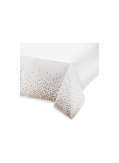 Party with Emma Disposable Party Table Cloths Wedding Bridal Shower Plastic Tablecloths Rectangle Tables Rose Pink Dot Confetti (3 Pieces)  - Image 1