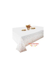 Party with Emma Disposable Party Table Cloths Wedding Bridal Shower Plastic Tablecloths Rectangle Tables Rose Pink Dot Confetti (3 Pieces)  - Image 3