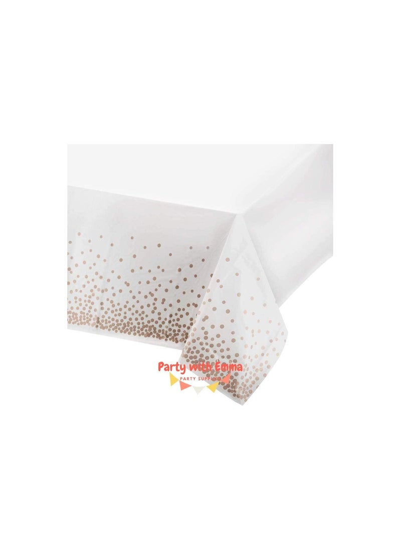 Party with Emma Disposable Party Table Cloths Wedding Bridal Shower Plastic Tablecloths Rectangle Tables Rose Pink Dot Confetti (3 Pieces)  - Image 5