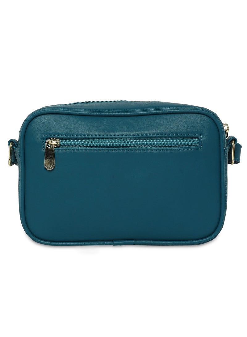 كابريس كابريزيي دورا حقيبة متوسطة الحجم مصنوعة من الجلد الصناعي بلون أزرق مخضر - Image 3