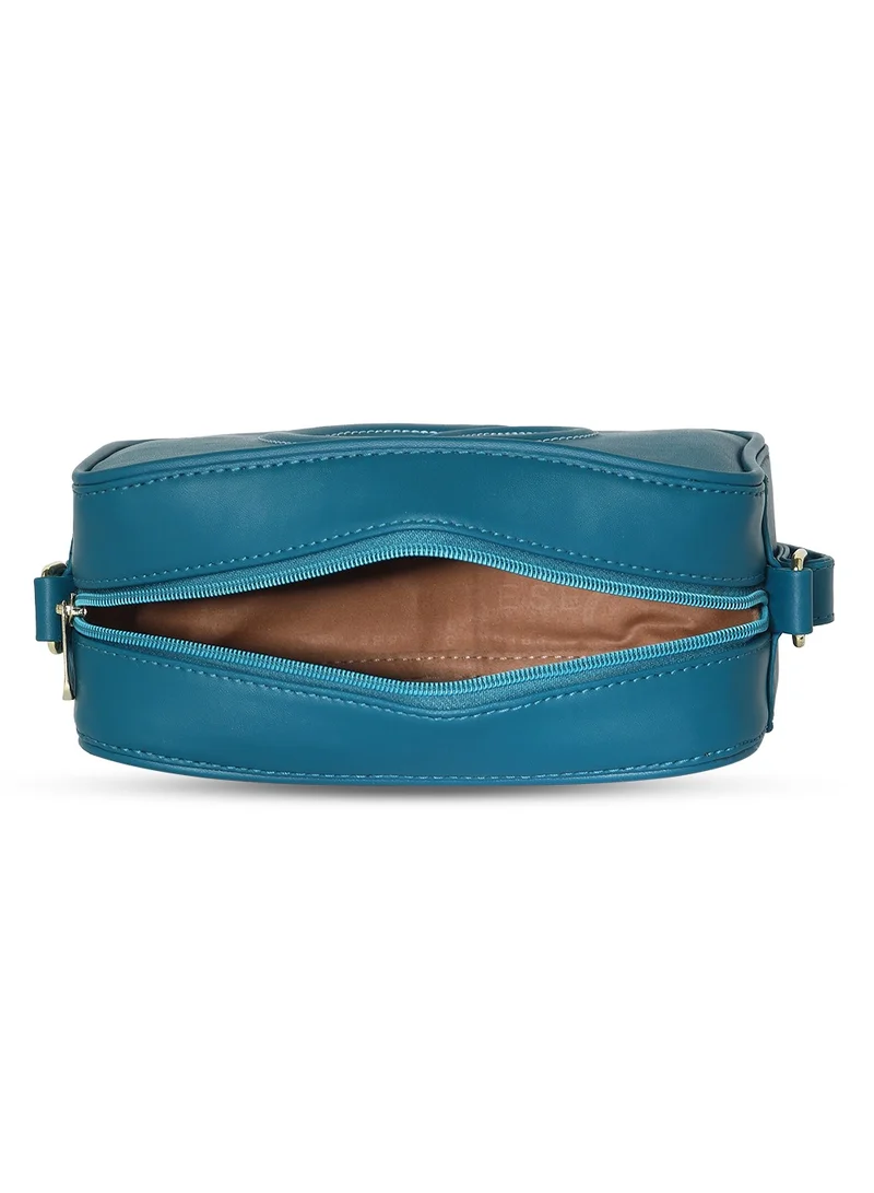 CAPRESE Caprese Dora Solid Teal Faux Leather Medium Sling Bag