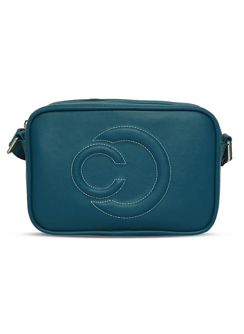 CAPRESE Caprese Dora Solid Teal Faux Leather Medium Sling Bag