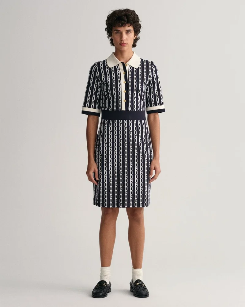 GANT Gant Chain Jacquard Mid Sleeve Polo Dress