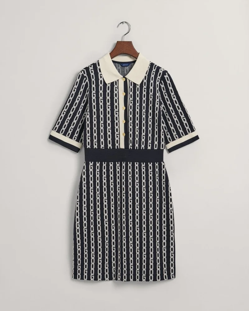 GANT Gant Chain Jacquard Mid Sleeve Polo Dress