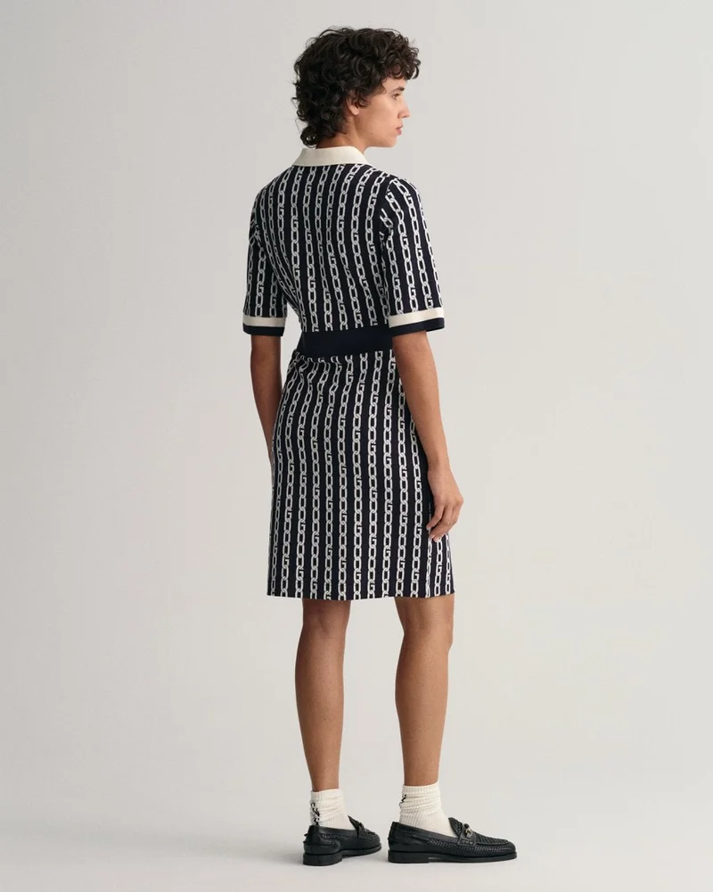 GANT Gant Chain Jacquard Mid Sleeve Polo Dress