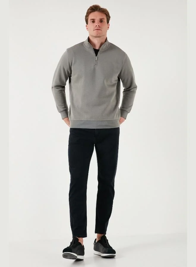 Buratti  Buratti Cotton Regular Fit Half-Zip Stand-Up Collar Sweatshirt Men's SWEAT 59052592 for Men | Best Price UAE