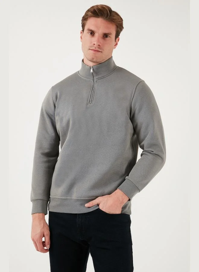 Buratti  Buratti Cotton Regular Fit Half-Zip Stand-Up Collar Sweatshirt Men's SWEAT 59052592 for Men | Best Price UAE